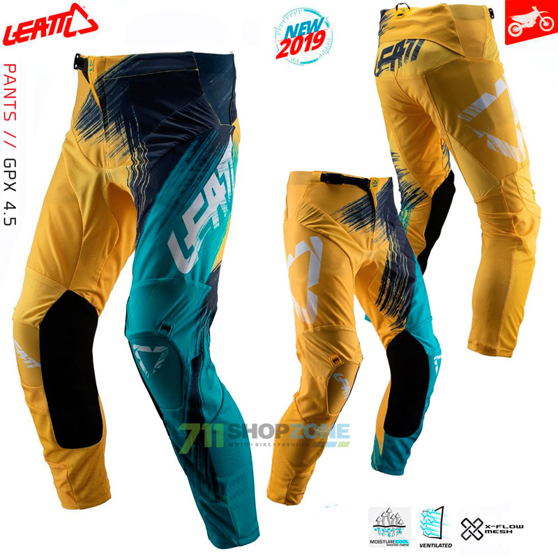 Moto oblečenie - Nohavice, Leatt motokrosové nohavice GPX 4.5 V19, žltá tyrkys