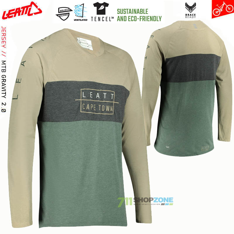 Cyklo oblečenie - Pánske, Leatt cyklistický dres MTB Gravity 2.0, béžovo zelená
