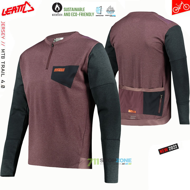 Cyklo oblečenie - Pánske, Leatt cyklistický dres MTB Trail 4.0, bordovo čierna