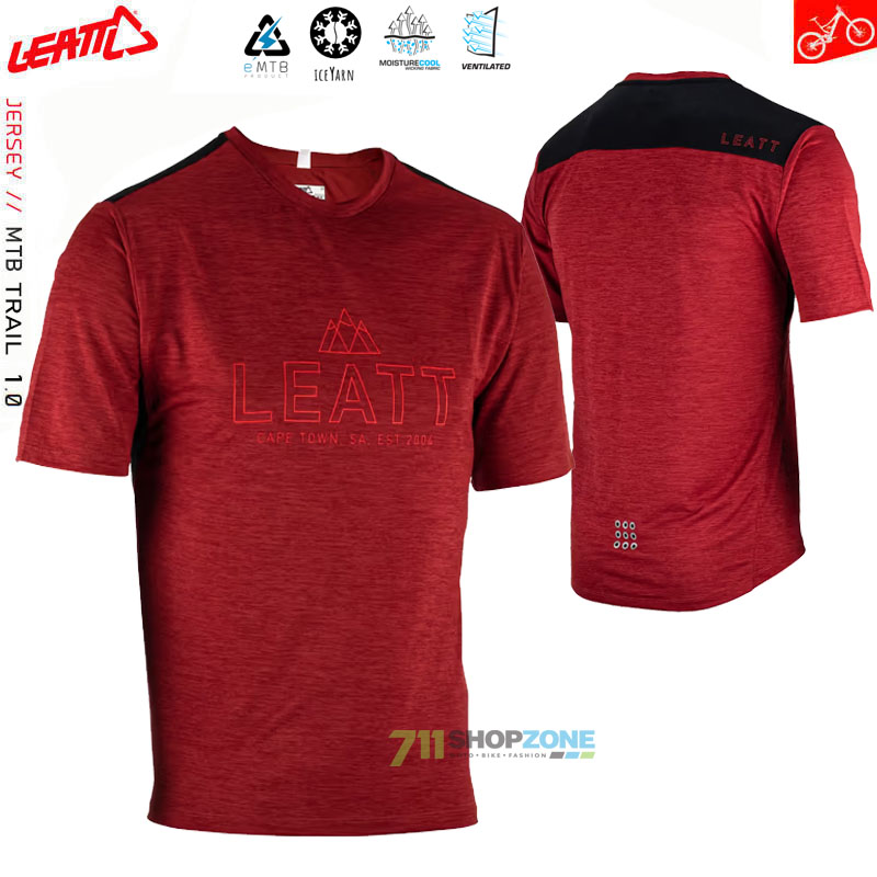 Cyklo oblečenie - Pánske, Leatt cyklistický dres MTB Trail 1.0 V23, tehlovo červená