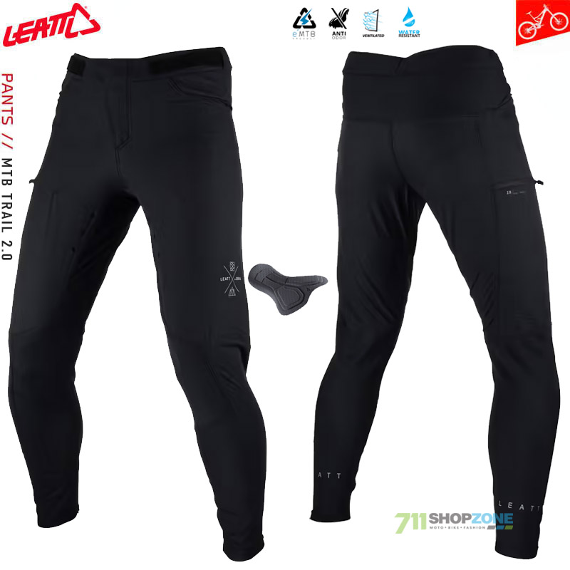 Cyklo oblečenie - Pánske, Leatt cyklistické nohavice MTB Trail 2.0, čierna