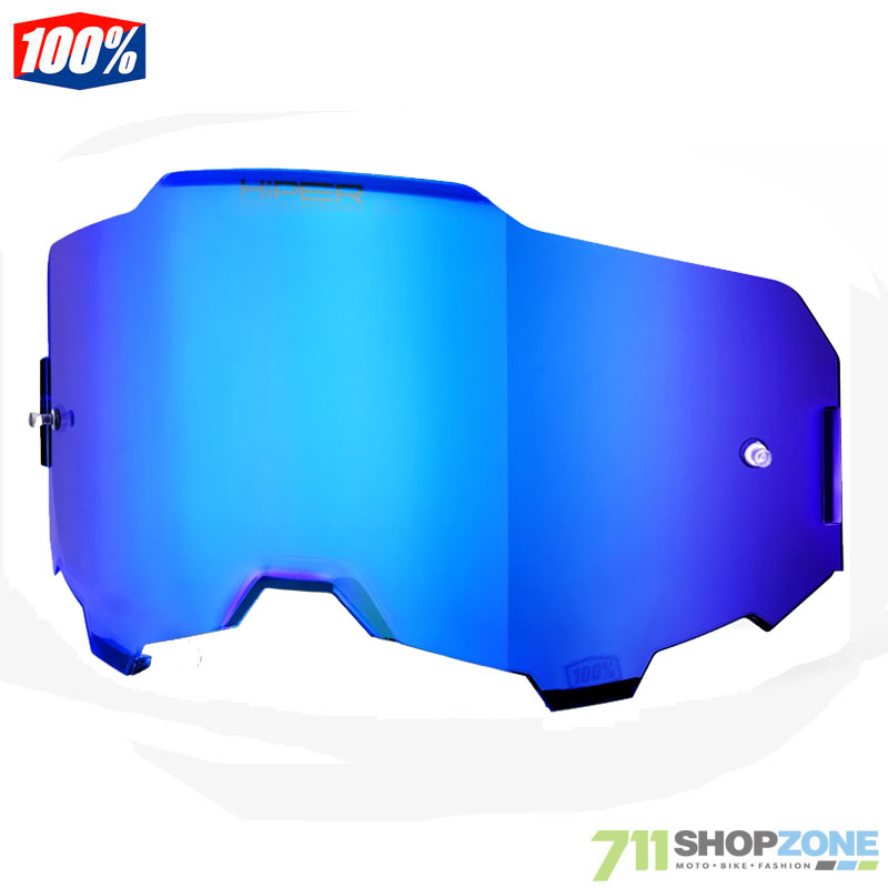 Moto oblečenie - Okuliare, 100% Armega náhradné sklo Ultra HD HiPER blue miror
