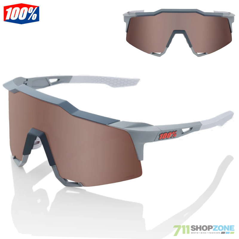 Oblečenie - Slnečné okuliare, 100% Speedcraft Soft Tact Stone Grey Hiper Crimson Silver mirror