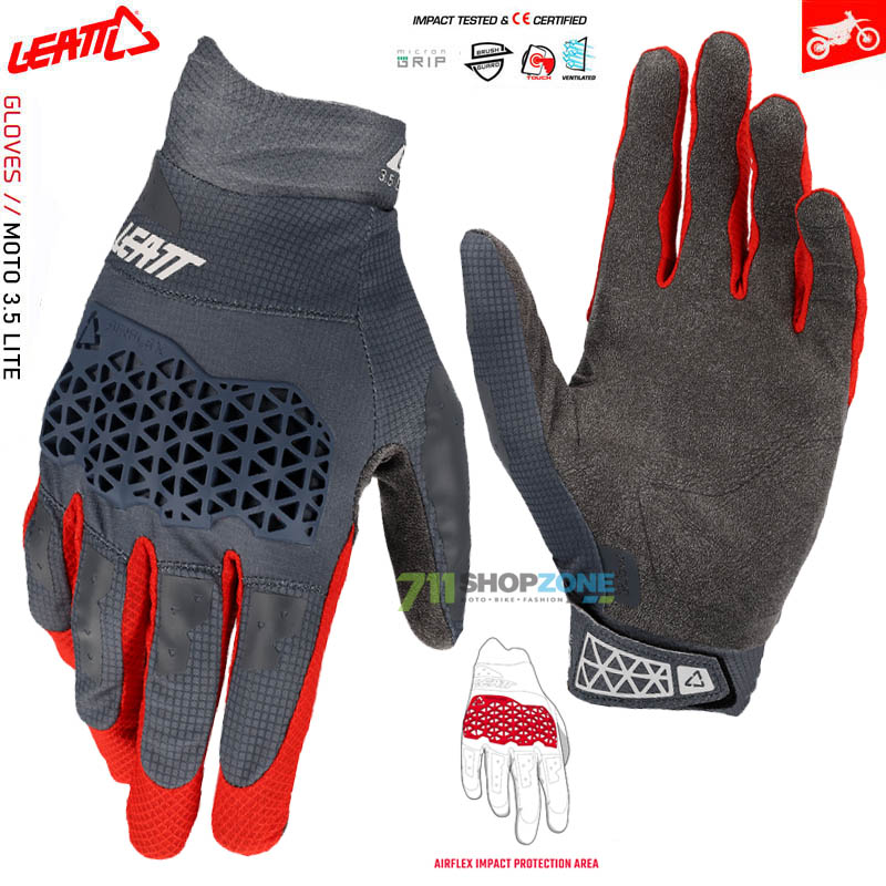 Moto oblečenie - Rukavice, Leatt rukavice Glove Moto 3.5 Lite, šedá