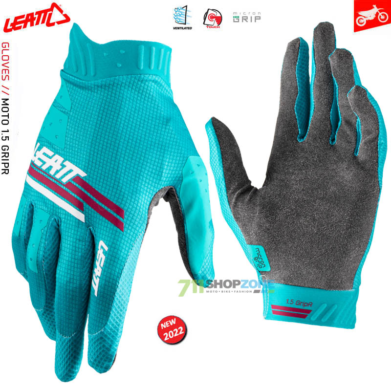 Moto oblečenie - Rukavice, Leatt rukavice Glove Moto 1.5 GripR, aqua