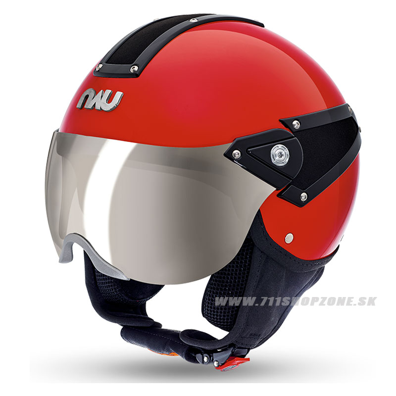 Moto oblečenie - Helmy, NAU Guardian Jet helmet, červeno čierna