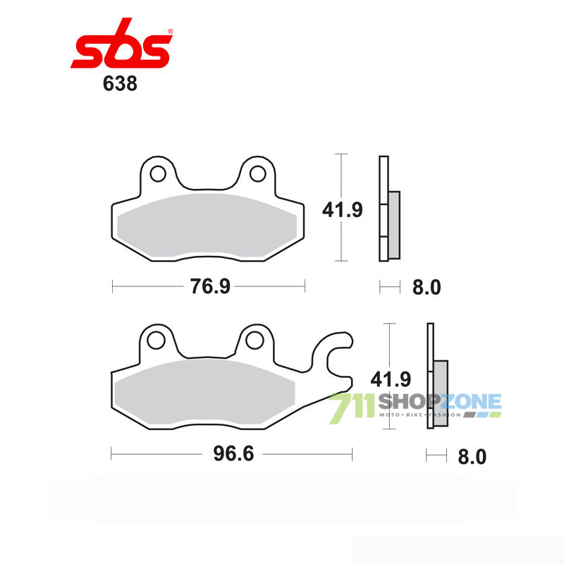 Technika - Brzdy/príslušenstvo, SBS Brzdové platničky 638SI KAW SUZ YAM ATV Rhino
