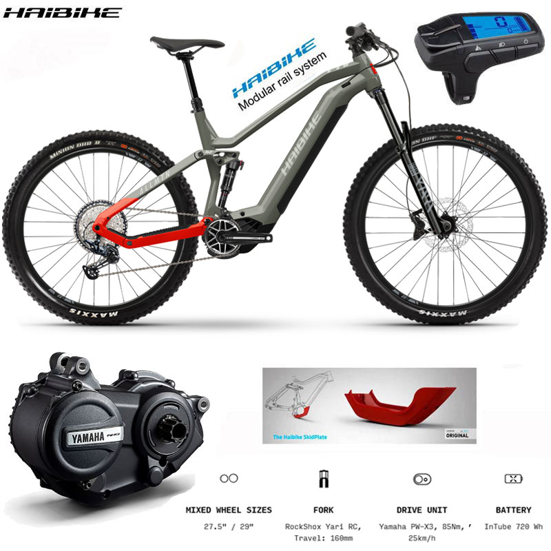 E-bike - Bicykle, Haibike AllMtn 4 29/27.5 elektrobicykel 2023, kaki červená