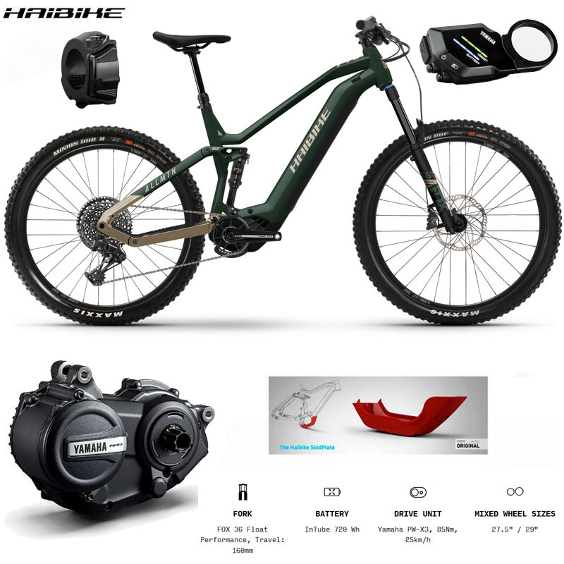E-bike - Bicykle, Haibike AllMtn 7 29/27.5 elektrobicykel 2023, kaki zelená karamelová