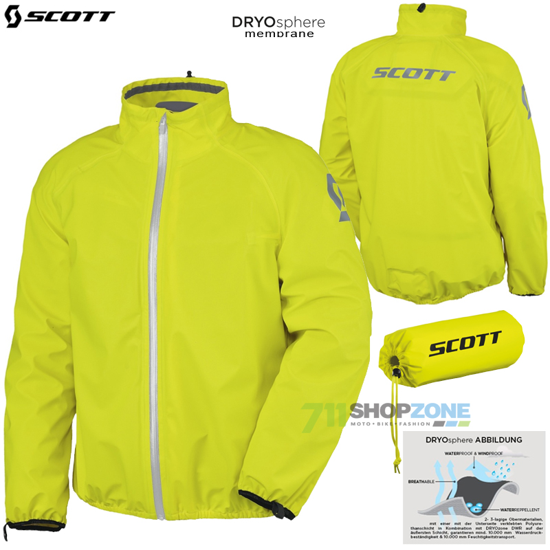 Moto oblečenie - Nepremoky, Scott Rain Jacket nepremokavá bunda, žltá