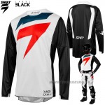 Moto oblečenie - Dresy, Shift 3Lack Mainline jersey black/white, čierno biela