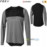 Zľavy - Cyklo pánske, FOX cyklistický dres Flexair Delta LS, šedá/čierna
