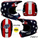 Moto oblečenie - Helmy, FOX V1 Ultra ECE motokrosová prilba, bielo červeno modrá