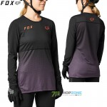 Zľavy - Cyklo dámske, FOX dámsky cyklistický dres Flexair LS jersey, čierno fialová