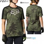 Zľavy - Cyklo dámske, FOX dámsky cyklistický dres Ranger ss jersey, olivovo zelená
