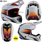 Moto oblečenie - Detské, Fox detská motokrosová prilba Yth V1 Flora helmet, bielo čierna