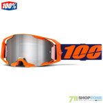 Moto oblečenie - Okuliare, 100% Armatic Neon orange mx okuliare mirror silver flash lens